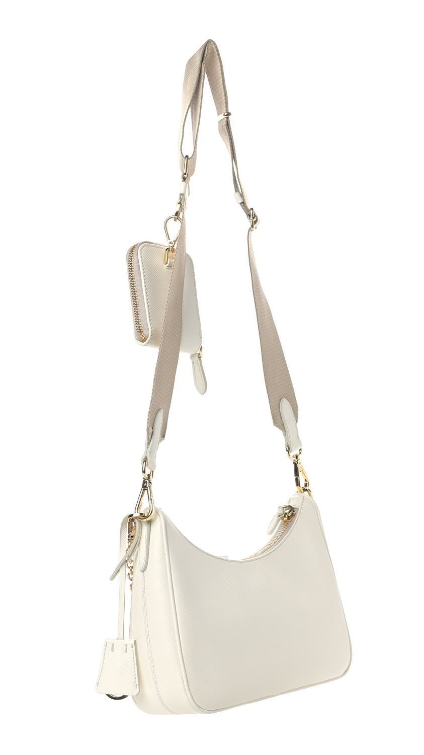 PRADA Nylon and Saffiano Leather Re-Edition 2005 Shoulder Bag "White"