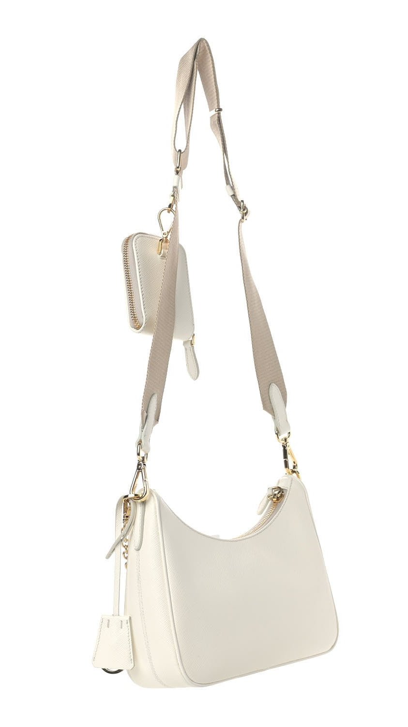 PRADA Nylon and Saffiano Leather Re-Edition 2005 Shoulder Bag "White" 4