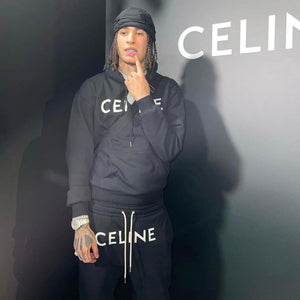 Celine Tracksuit In Cotton Fleece-Black/White 1