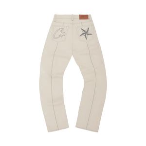 Corteiz C-Star Denim Pants - White 1