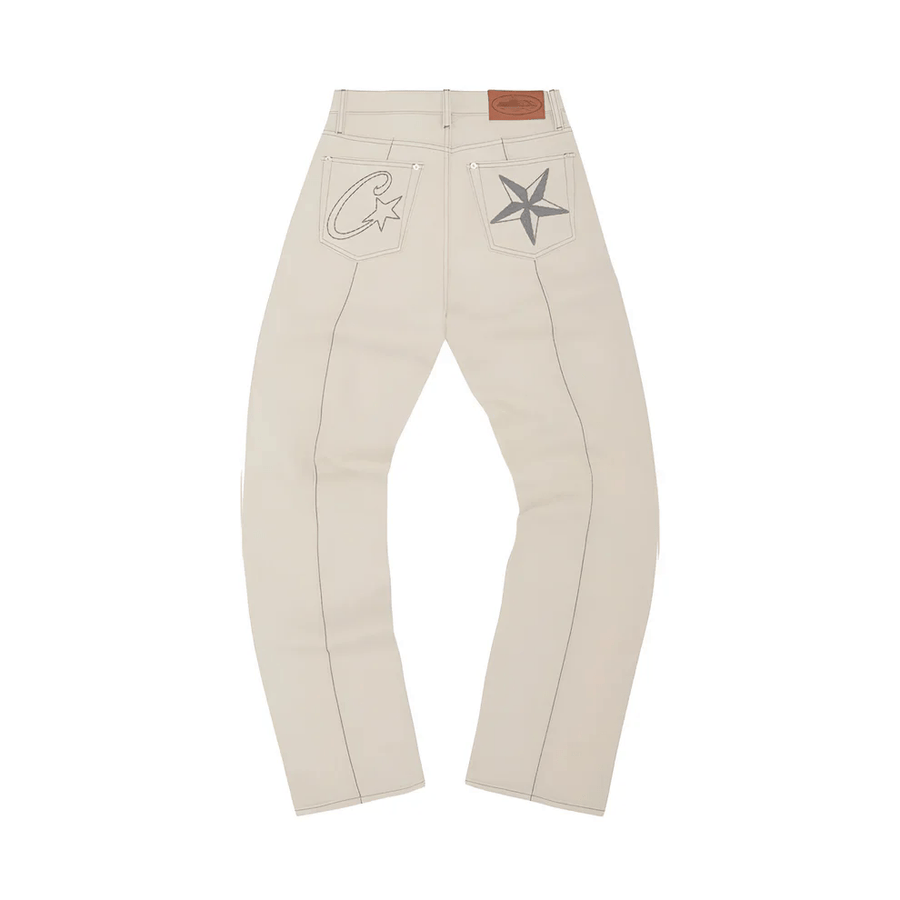Corteiz C-Star Denim Pants - White 1
