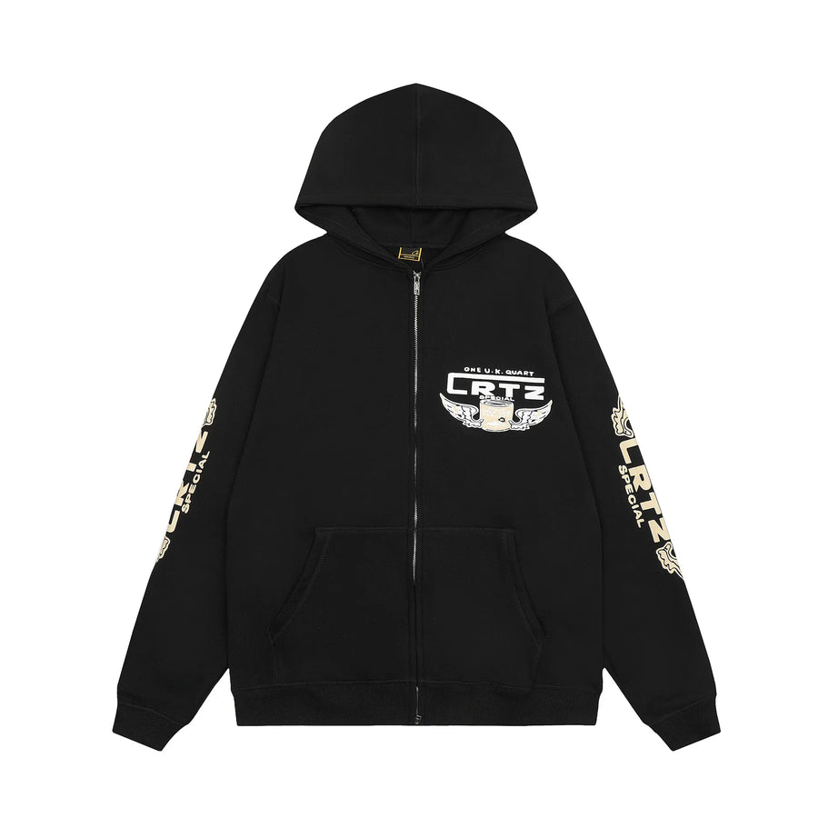 Corteiz Gasolina Double Zip Hoodie - Black 1