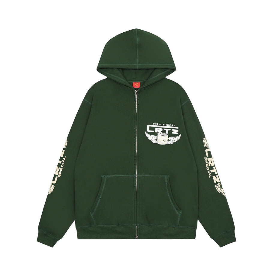 Corteiz Gasolina Double Zip Hoodie - Green 1