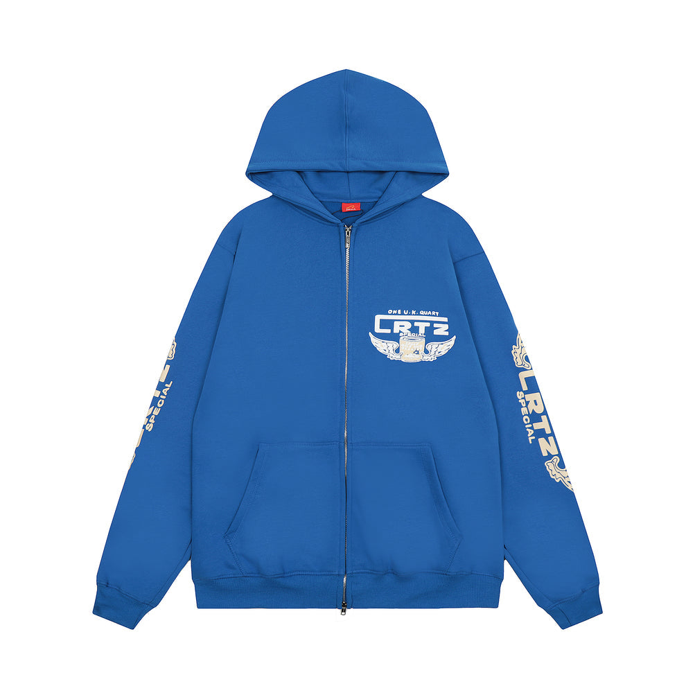 Corteiz Gasolina Double Zip Hoodie - Blue