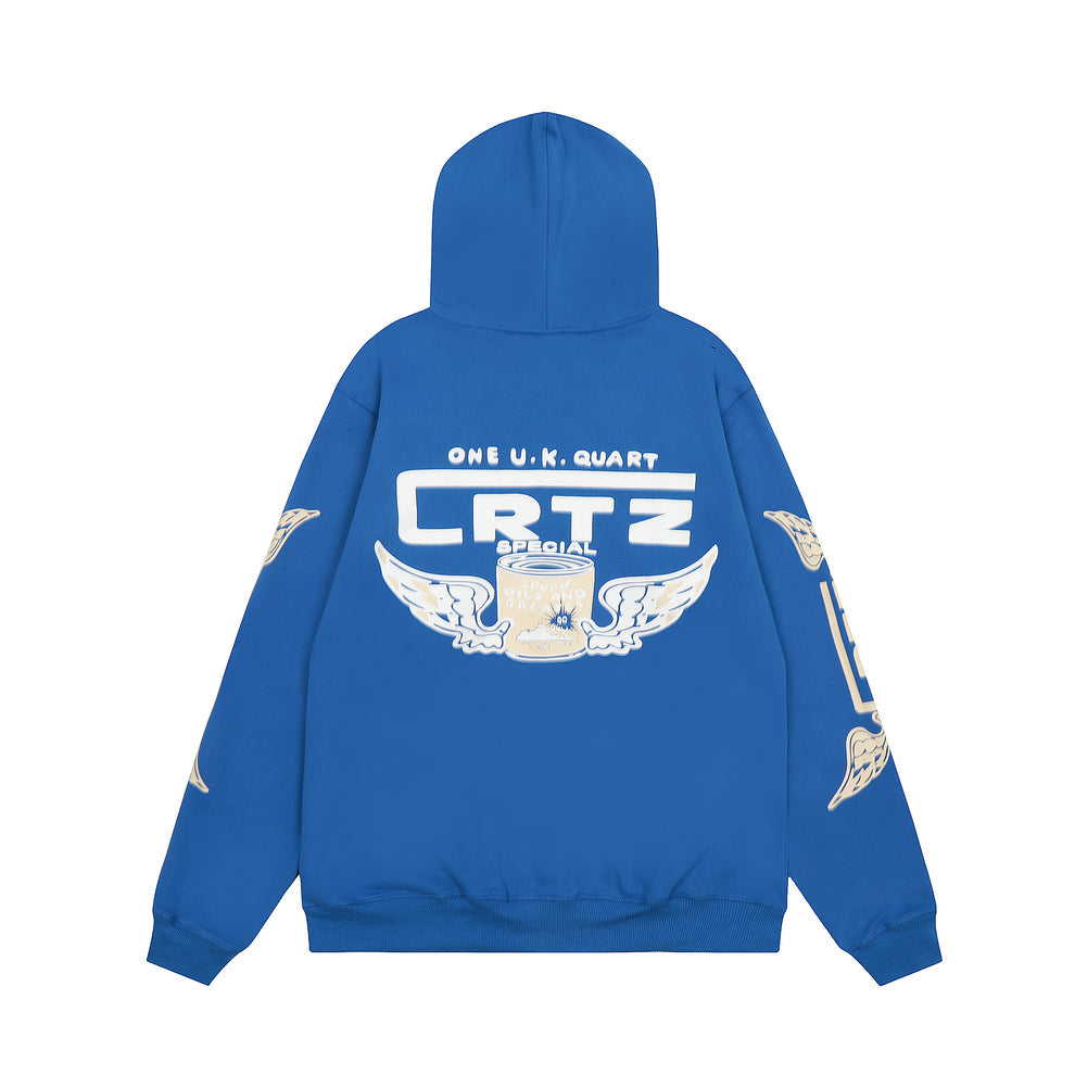 Corteiz Gasolina Double Zip Hoodie - Blue