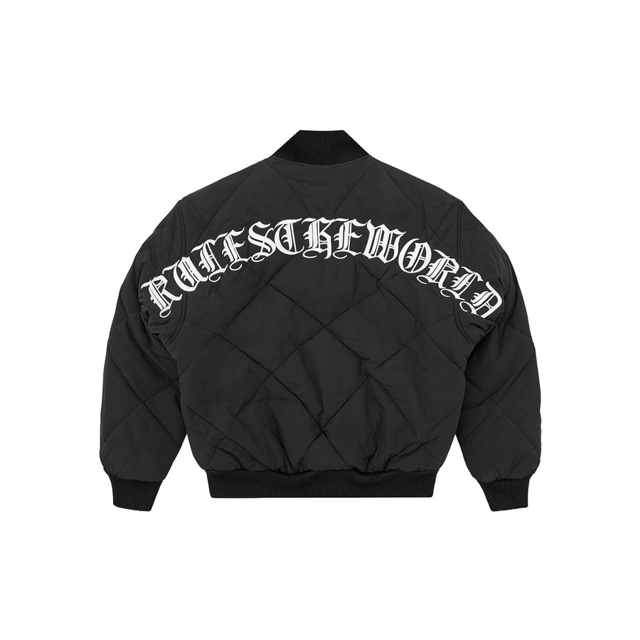 Corteiz Olde English Quilted Bomber Jacket - Black 1