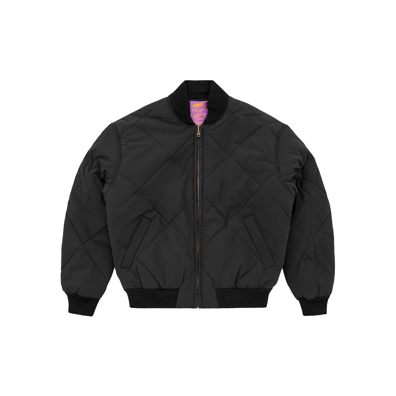 Corteiz Olde English Quilted Bomber Jacket - Black