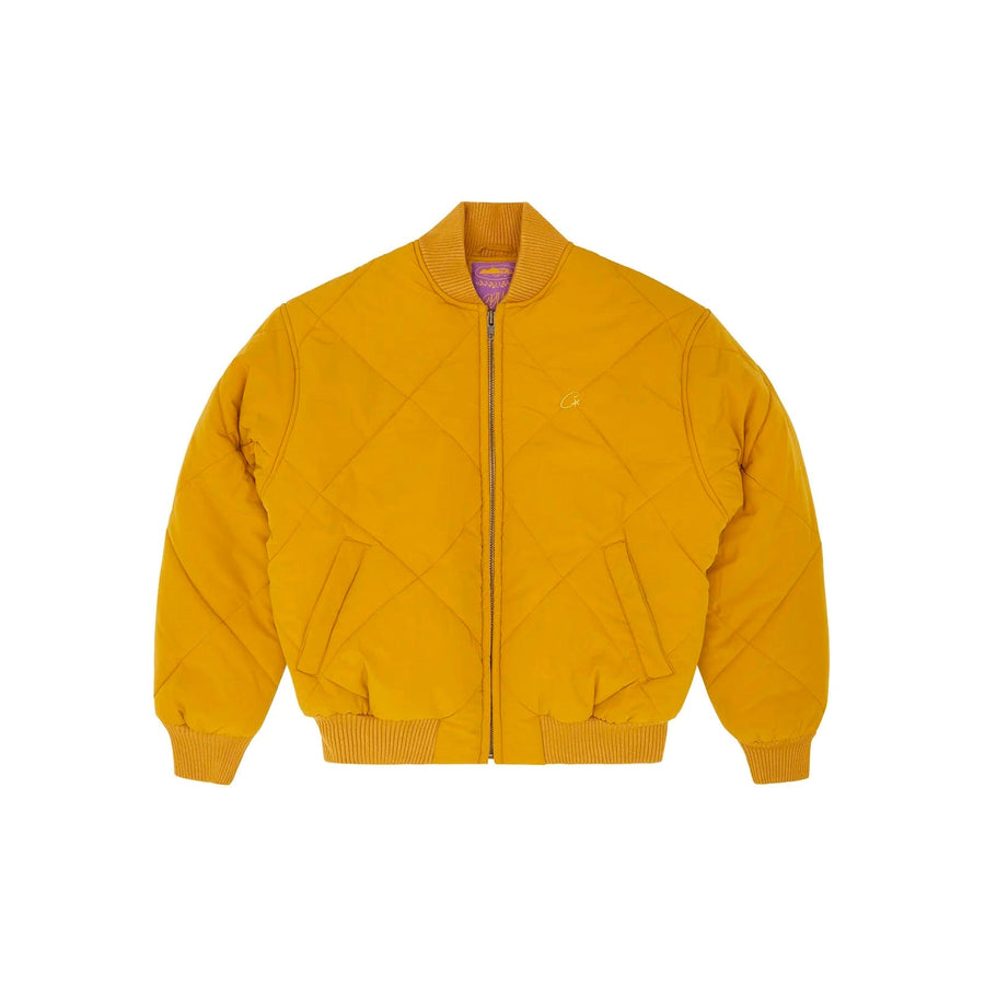 Corteiz Olde English Quilted Bomber Jacket - Yellow 2