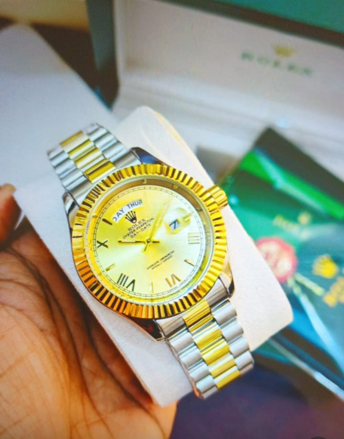 Rolex Datejust Roman Gold Silver