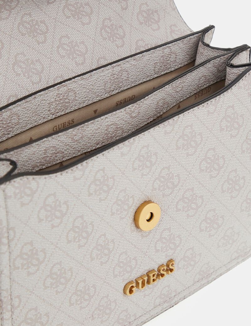 GUESS Shoulder Bag Noelle 4G Logo 'Chocolate Brown & Beige' 3