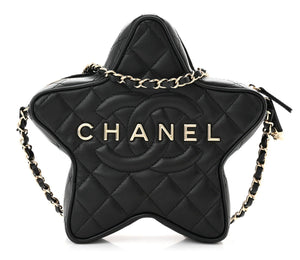 Chanel Lambskin Quilted Walk of Fame Star Bag "Black" 1