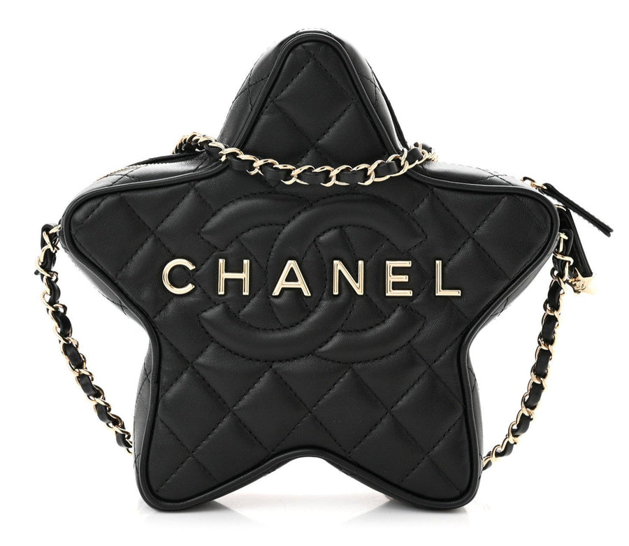 Chanel Lambskin Quilted Walk of Fame Star Bag "Black" 1