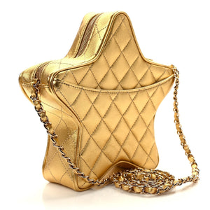 Chanel Lambskin Quilted Walk of Fame Star Bag "Gold" 4
