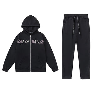 Trapstar Script Zip Through Hoodie Tracksuit- Black/White/Purple Tint 1