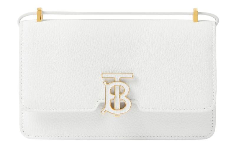 Burberry Mini Leather TB Cross-Body Bag "White"