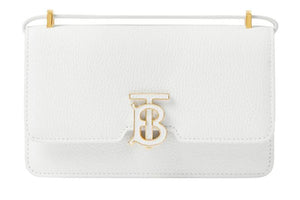 Burberry Mini Leather TB Cross-Body Bag "White" 1