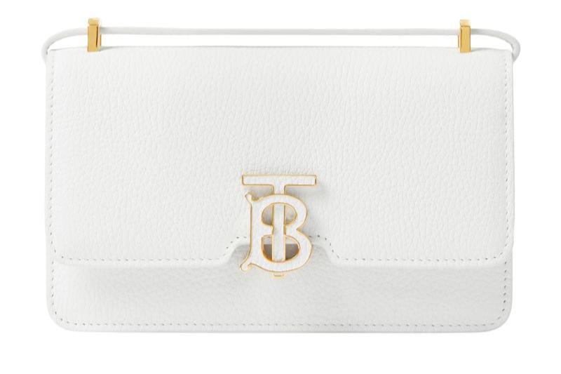 Burberry Mini Leather TB Cross-Body Bag "White" 1