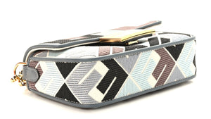 FENDI Canvas Vitello Seta FF Multicolor Embroidered Mini Baguette Multicolor Anice Tortora 2