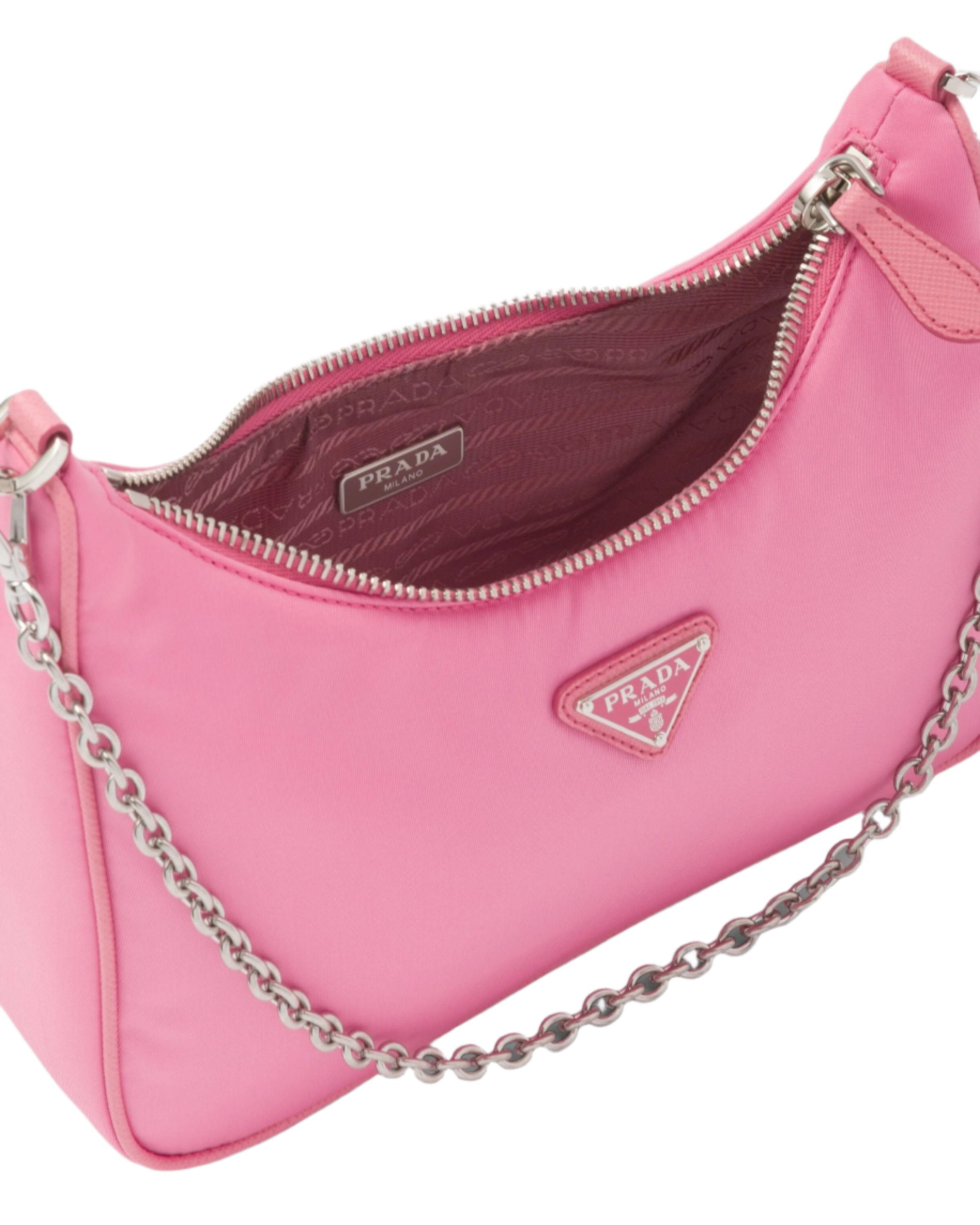 PRADA Nylon and Saffiano Leather Re-Edition 2005 Shoulder Bag "Pink"