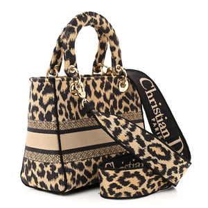 Christian Dior Canvas Medium Mizza Embroidered Lady D-Lite Beige Multicolor 2