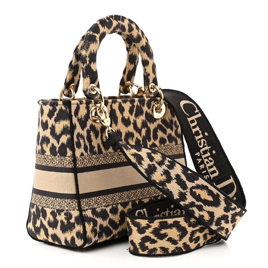 Christian Dior Canvas Medium Mizza Embroidered Lady D-Lite Beige Multicolor 2