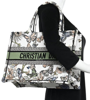 Christian Dior Canvas Embroidered Toile de Jouy Mexico Medium Book Tote White Multicolor 2