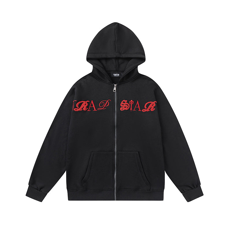 Trapstar Script Zip Through Hoodie Tracksuit- Black/Red