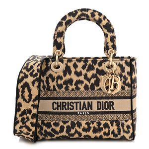 Christian Dior Canvas Medium Mizza Embroidered Lady D-Lite Beige Multicolor 1