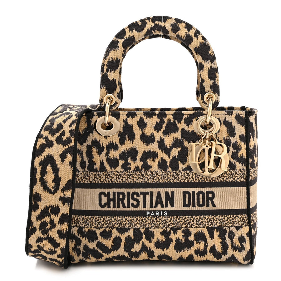 Christian Dior Canvas Medium Mizza Embroidered Lady D-Lite Beige Multicolor 1