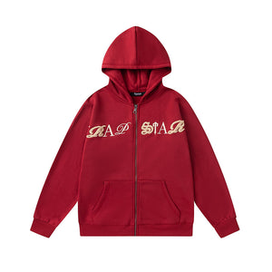 Trapstar Script Zip Through Hoodie Tracksuit- Red 2