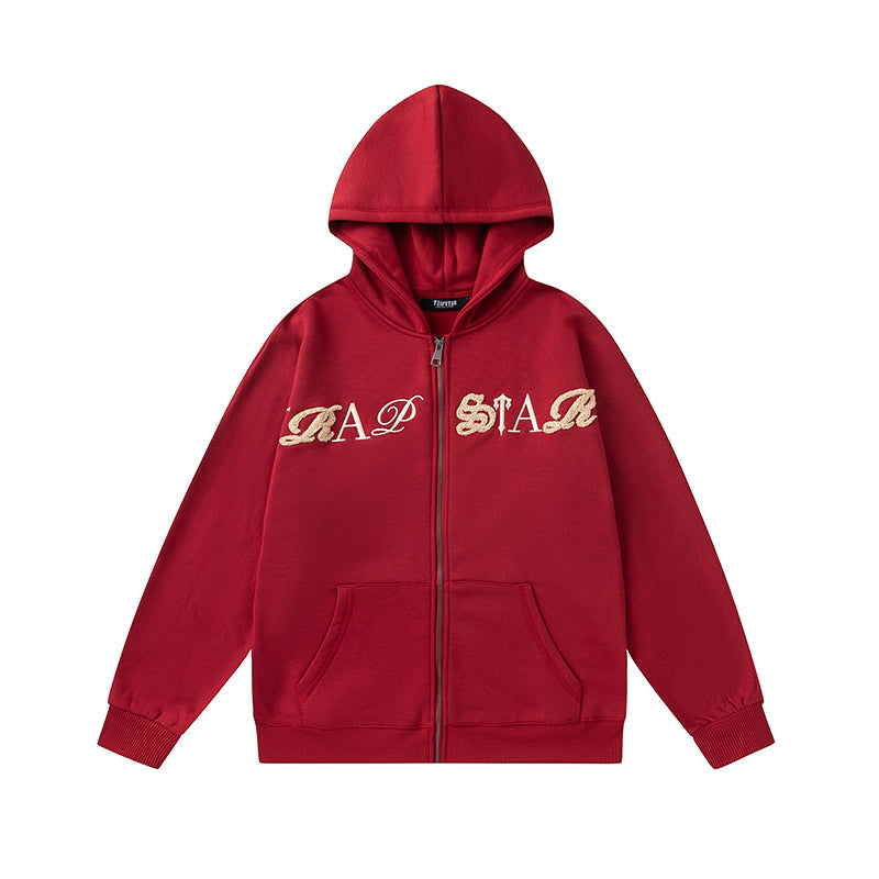Trapstar Script Zip Through Hoodie Tracksuit- Red 2