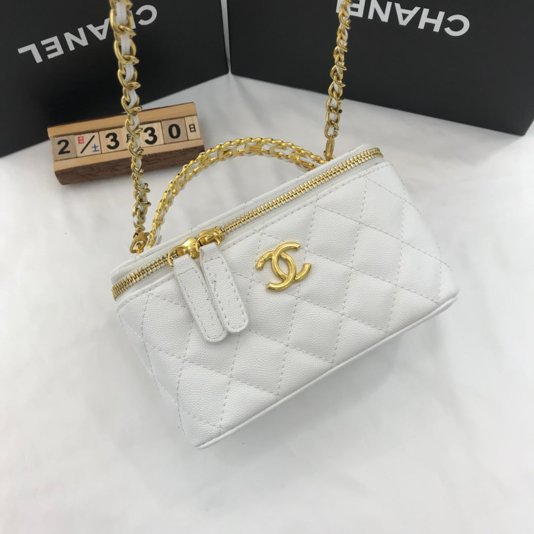 Chanel Vanity Case Top Handle Bag "White"