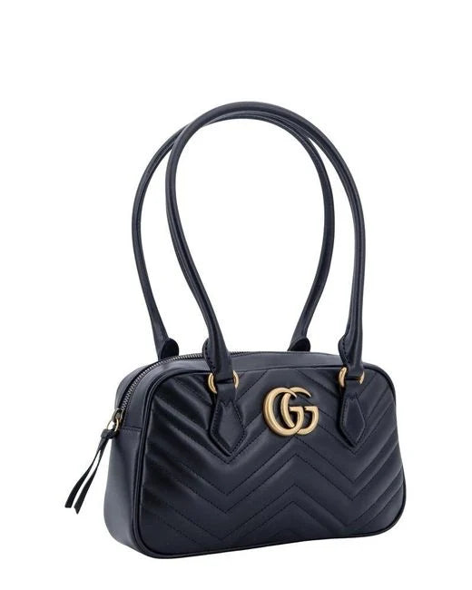 Gucci Marmont Small Top Handle Bag "Black Leather" 3