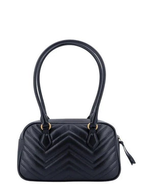Gucci Marmont Small Top Handle Bag "Black Leather" 2