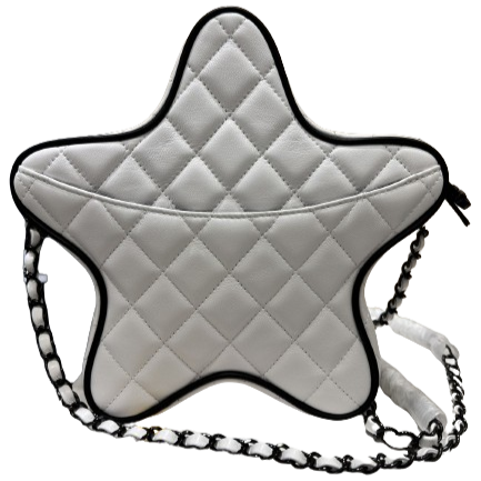 Chanel Satin Quilted Walk of Fame Star Bag "White"