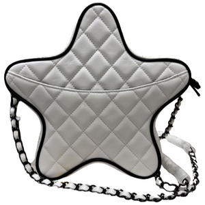 Chanel Satin Quilted Walk of Fame Star Bag "White" 2