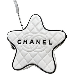 Chanel Satin Quilted Walk of Fame Star Bag "White" 3