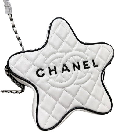 Chanel Satin Quilted Walk of Fame Star Bag "White"