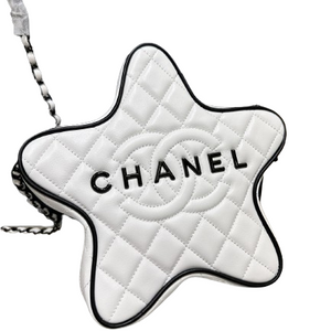 Chanel Satin Quilted Walk of Fame Star Bag "White" 4