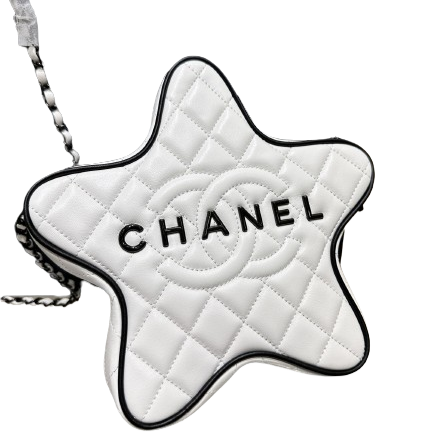 Chanel Satin Quilted Walk of Fame Star Bag "White" 4
