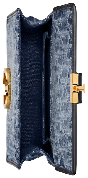 Dior 30 Montaigne East-West Bag with Chain Denim Oblique Jacquard "Blue" 6