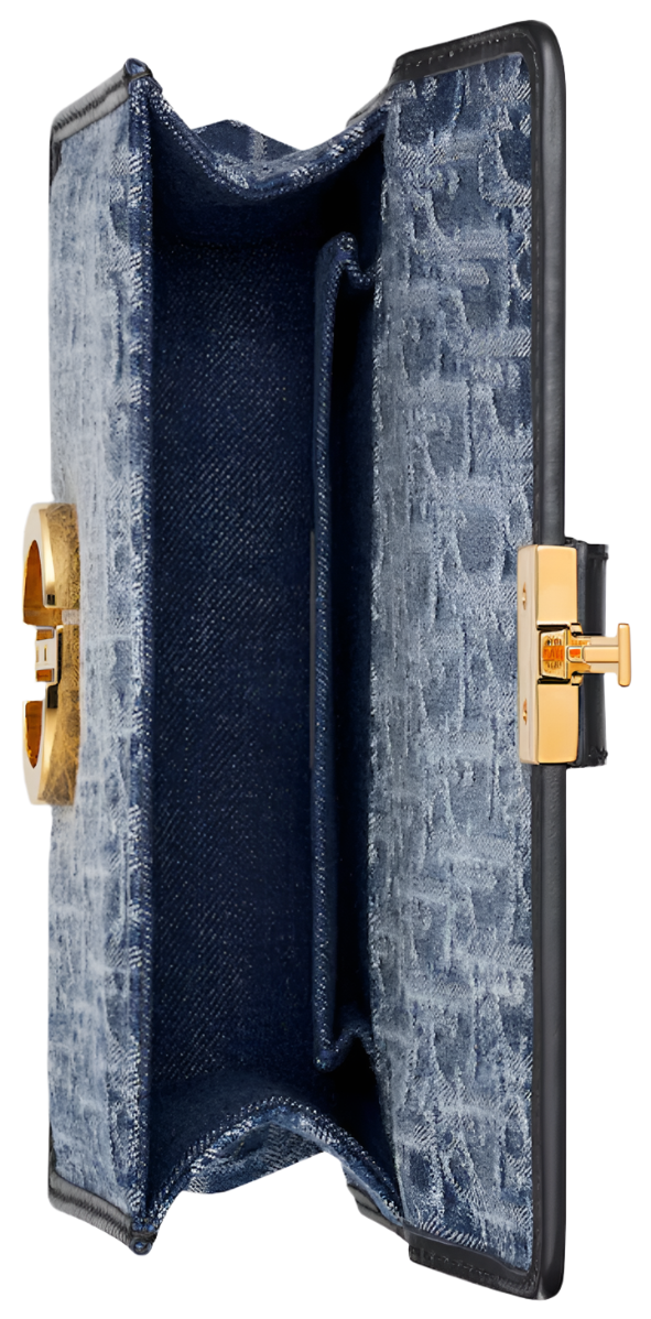 Dior 30 Montaigne East-West Bag with Chain Denim Oblique Jacquard "Blue" 6
