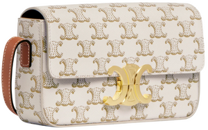 Celine Shoulder Bag Claude In Triomphe Canvas and Calfskin "White" 2