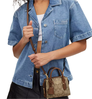 Coach Andrea Mini Carryall In Signature Canvas "Khaki" 3