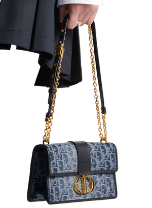Dior 30 Montaigne East-West Bag with Chain Denim Oblique Jacquard "Blue" 5