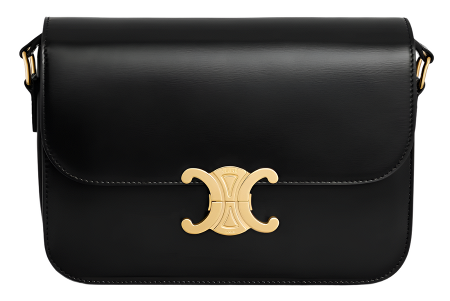 Celine Classique Triomphe Bag In Shiny Calfskin "Black" 1