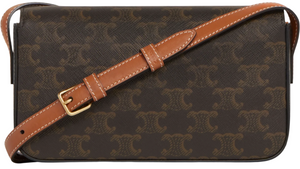 Celine Shoulder Bag Claude In Triomphe Canvas and Calfskin "Tan" 3