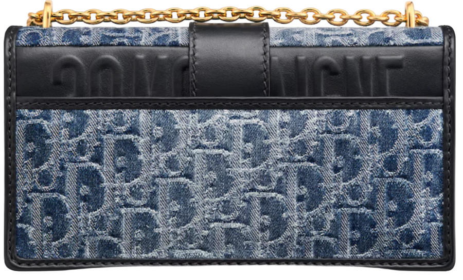 Dior 30 Montaigne East-West Bag with Chain Denim Oblique Jacquard "Blue" 4