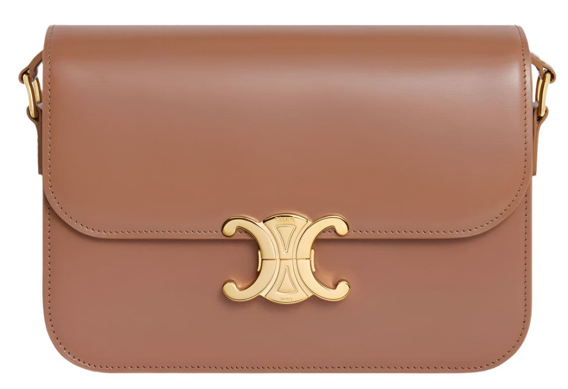 Celine Classique Triomphe Bag In Shiny Calfskin "Brown"