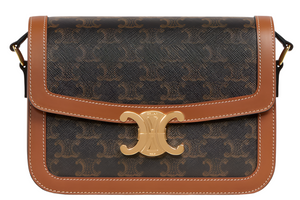 Celine Shoulder Bag In Triomphe Canvas & Calfskin "Tan" 1